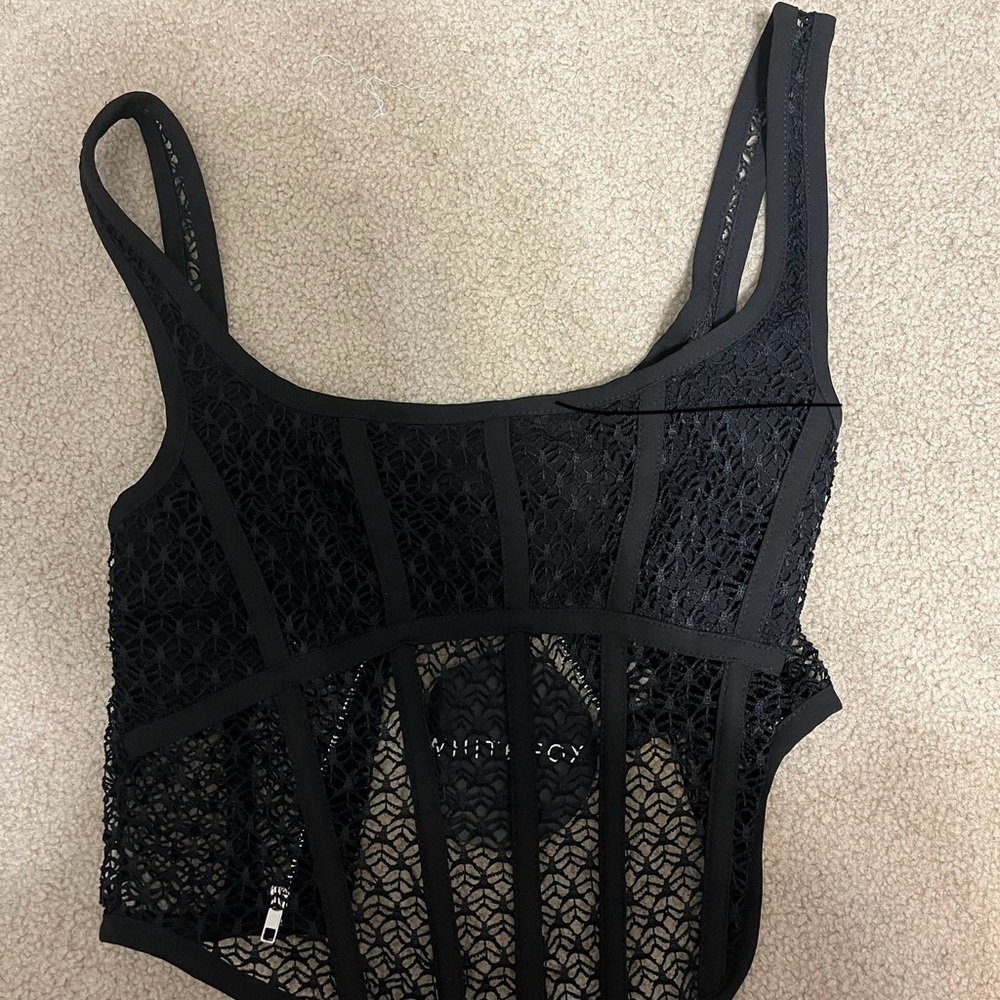 white fox black bustier top NWT size small